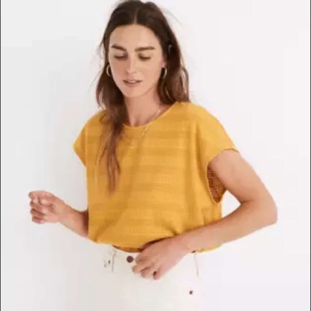 Madewell Short Sleeve Pointelle Knit Crop Top